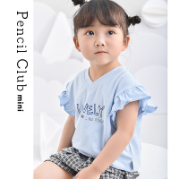 [清仓价:19元]铅笔俱乐部童装小童儿童背心2022夏装新款女童上衣小飞袖薄款洋气