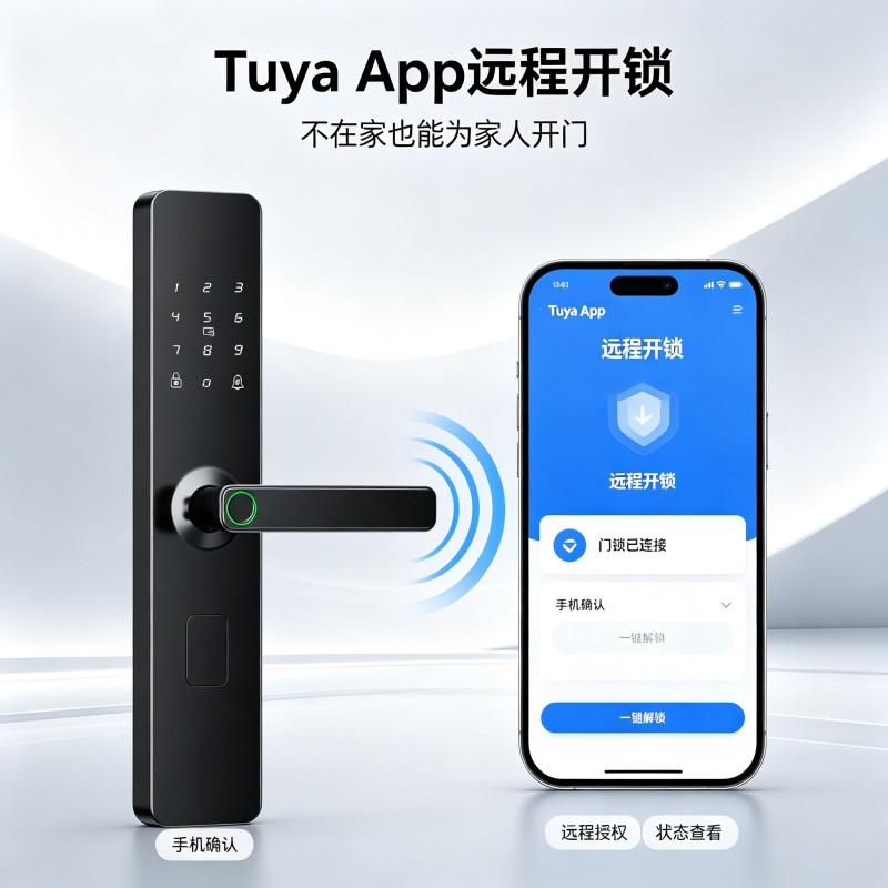 柯美康智能锁 B32 tuya功能 电子门锁 家用防盗锁 密码锁高清大图
