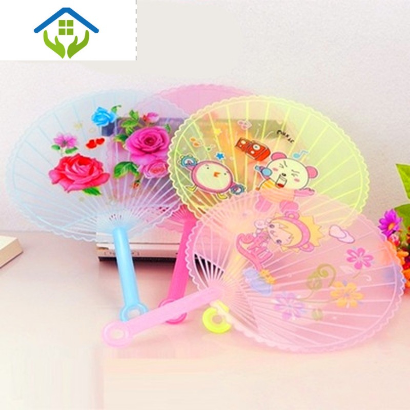 御蓝锦大号夏季手摇透明芭蕉心形圆形成人老人儿童纳凉卡通塑料扇子2把 圆形扇 颜色图案随机 图片 高清实拍大图 苏宁易购