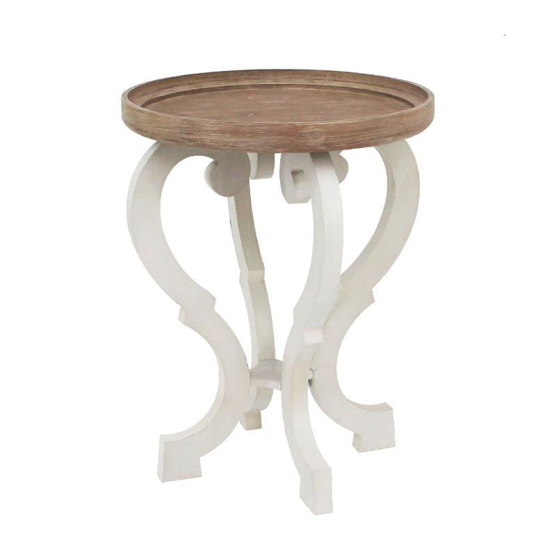 森美人法式乡村做旧边几 美式复古原木色小茶几边桌 床头柜高清大图