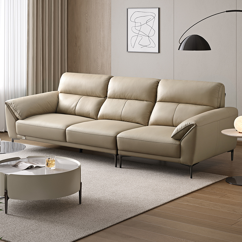 全友家居 现代简约头层牛皮直排大象耳朵大户型真皮艺沙发客厅
