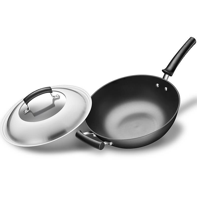 苏泊尔supor炒锅32cm铸铁锅无涂层炒菜锅大勺平底炒锅中式生铁锅燃气