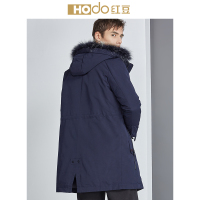 HODO红豆男装 男士羽绒服 2019冬季新款时尚运动装连帽大毛领中长款羽绒服外套男
