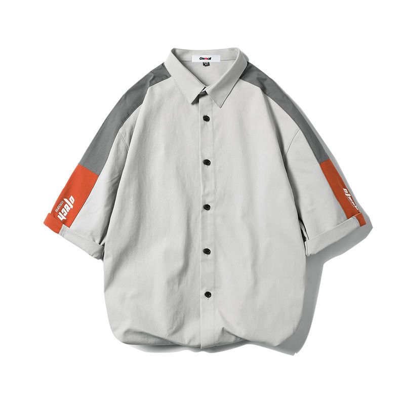 森马集团旗下GLEMALL男士短袖衬衫薄款衬衣韩版潮流港风工装宽松