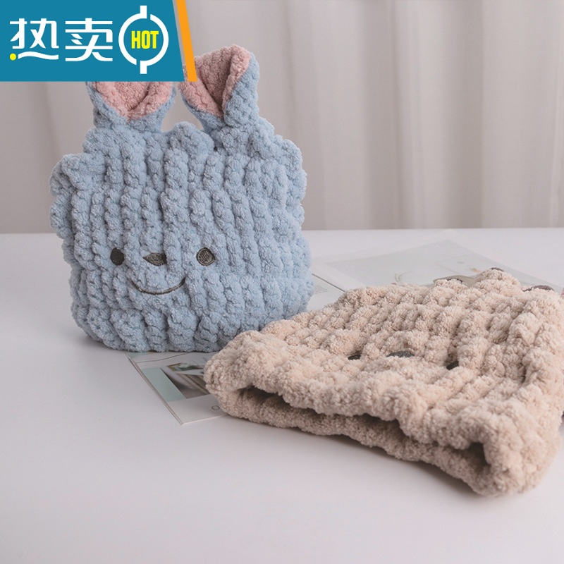 敬平儿童干发帽吸水速干男童女洗头浴帽宝宝干发巾可爱加厚 粉色+蓝色小熊[儿童2-10岁] 干发帽高清大图