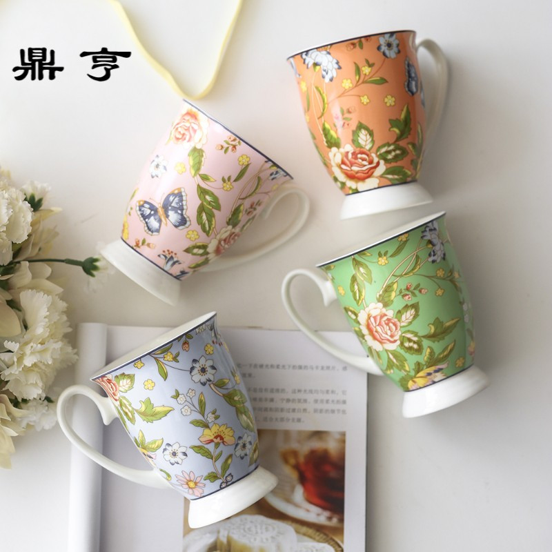 鼎亨英式下午茶杯 骨瓷红茶杯 早餐麦片 欧式高脚骨瓷红茶咖啡马