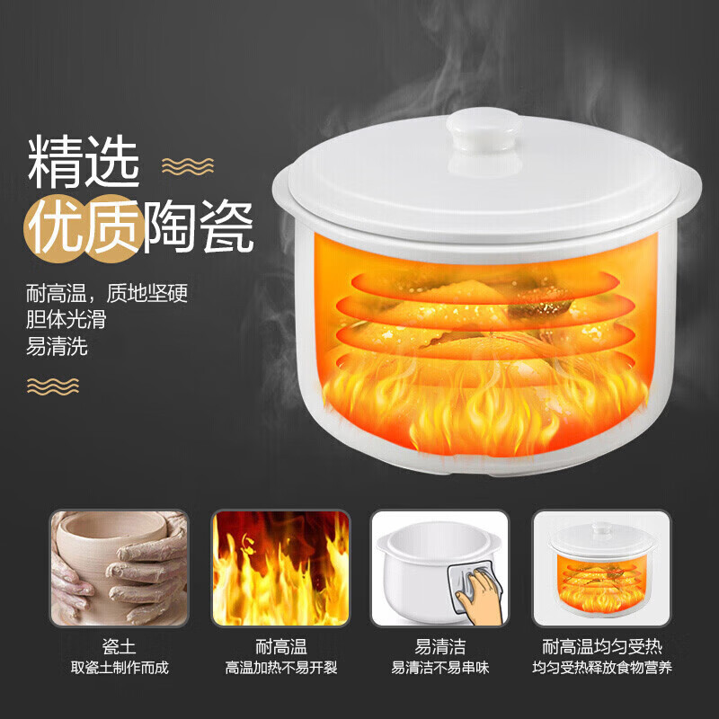 苏泊尔(SUPOR)电炖锅1.6L多功能电炖盅煲汤锅炖汤锅隔水炖燕窝炖盅陶瓷三胆煮粥锅双层防烫DZ16YC812-35