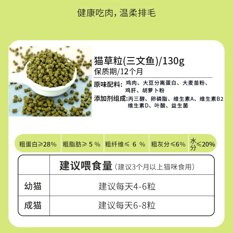 灵宠物语 宠物零食三文鱼味猫草粒130g高清大图