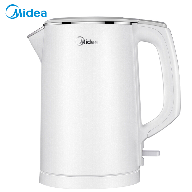 美的(Midea)电热水壶 全钢优质温控电热水壶电水壶(1.7L) 金属色 1.5L纯白磨砂机身