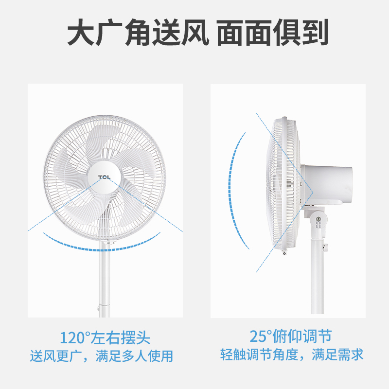 TCL电风扇宿舍家用14寸摇头遥控落地扇 8H定时工业宿舍节能智能电风扇 立式五叶电扇 遥控延长线款21ARD5YCX高清大图