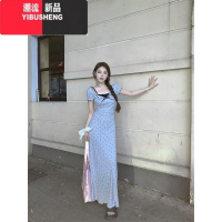 YIBUSHENG甜辣风小众假两件连衣裙女装季收腰裙子显瘦包臀裙短裙