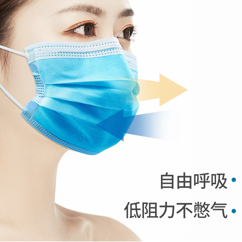 绿之源 绿呼吸一次性无纺布口罩10只装含熔喷布防尘防风防尾气异味多层过滤颗粒物飞沫透气亲肤口罩