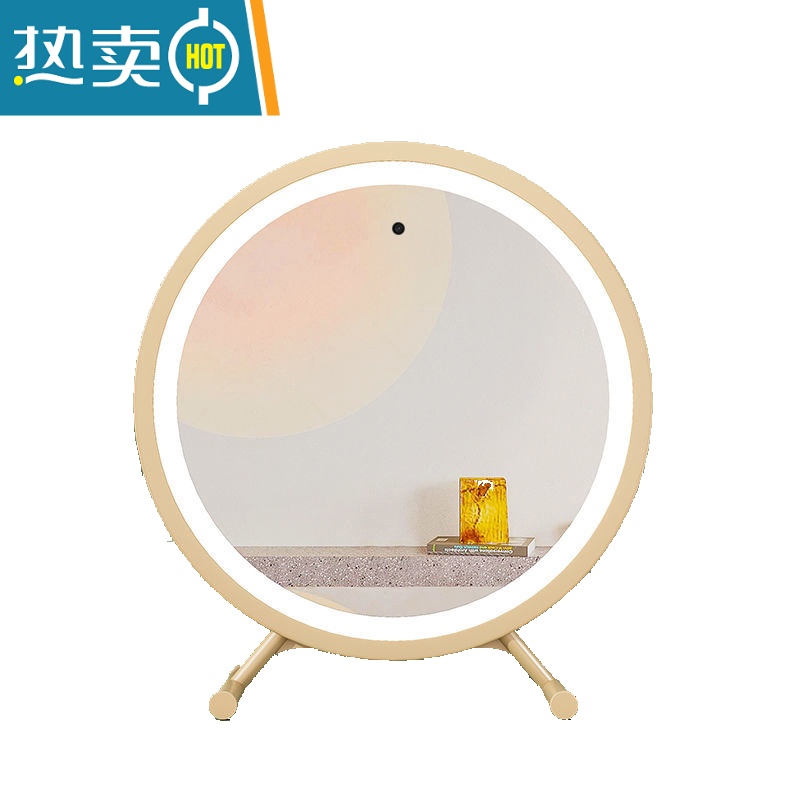 敬平大号台式桌面led带灯补光梳妆圆镜子宿舍网红少女心ins风便携式用镜 日落金[高清镜面]30cm-小仙女 款❤️高清大图