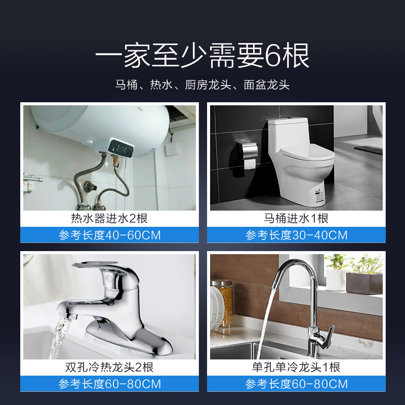 九牧软管304不锈钢金属编织冷热进水管马桶热水器水管连接管子4分H5688-050101C-1