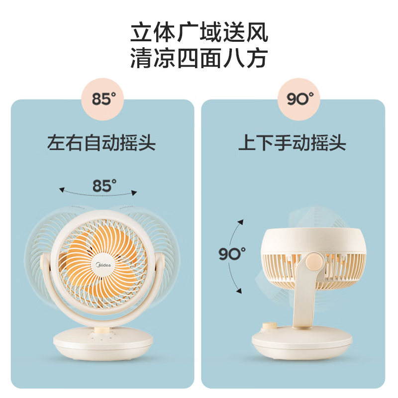 美的(Midea)[小型风扇]轻音台式桌面空气循环扇家用柔风电风扇宿舍办公迷你台扇落地扇空调伴侣 GAF18AD