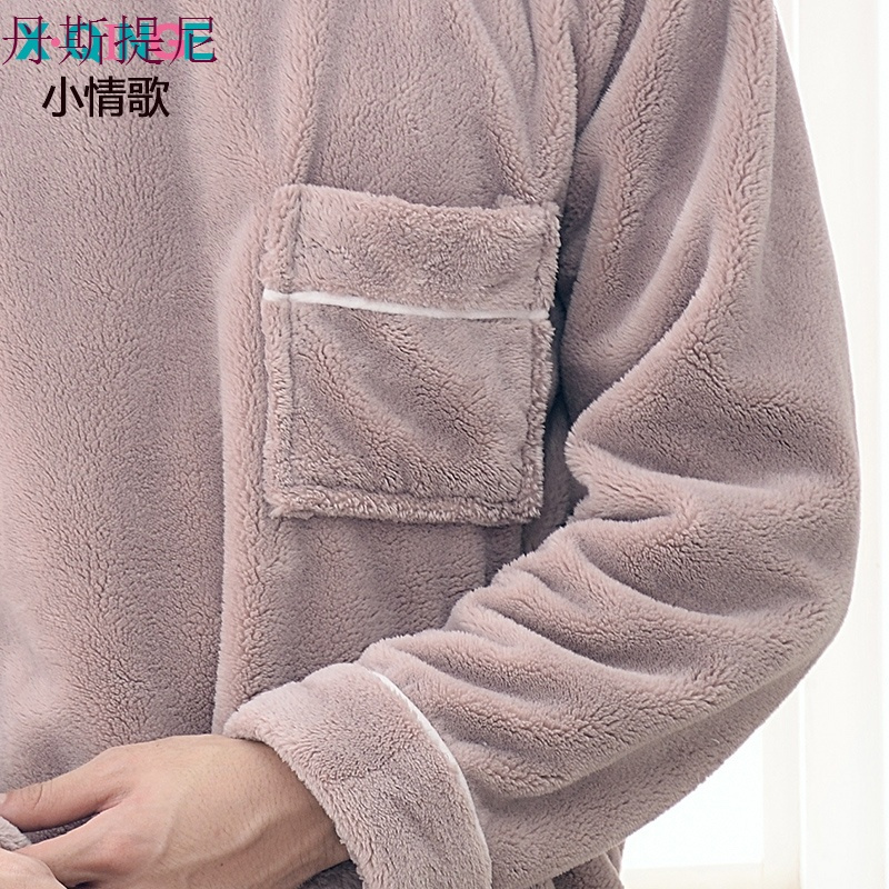 珊瑚绒情侣睡衣男女士秋冬款长袖冬季法兰绒家居服套装加厚加绒