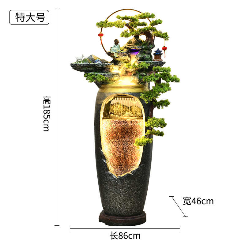 大型假山流水喷泉庭院室内花园落地鱼缸庭院景观玄关客厅造景摆件