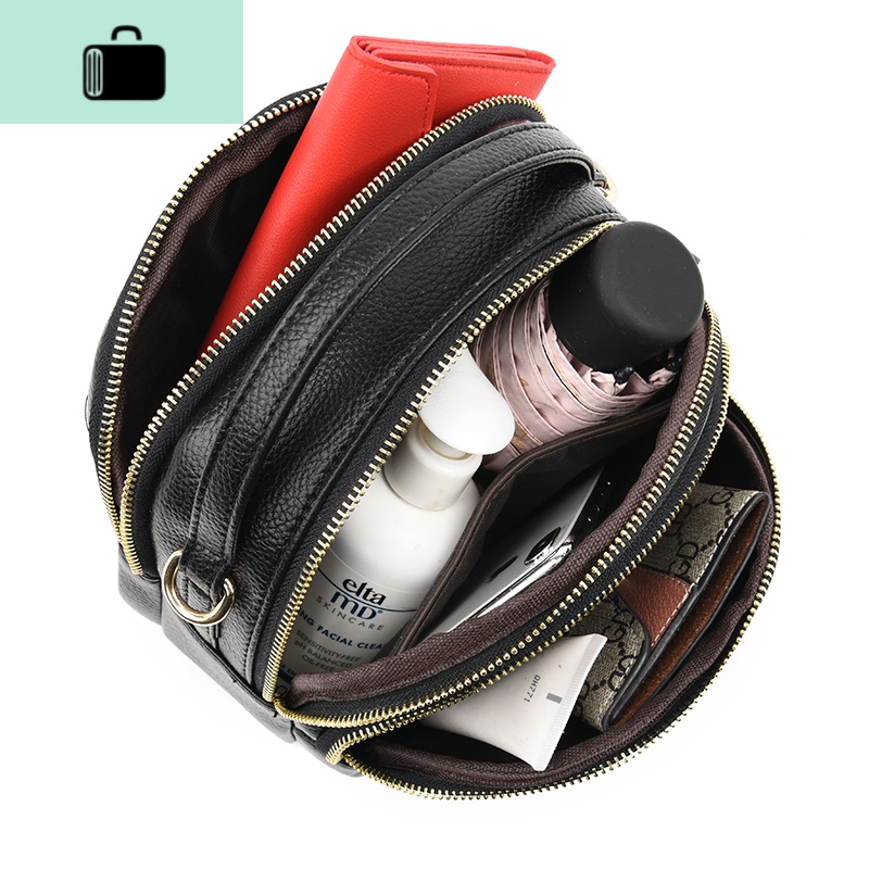 真皮包包女2020新款时尚迷你手提包大容量三层女士牛皮单肩斜挎包NEWLAKE高清大图