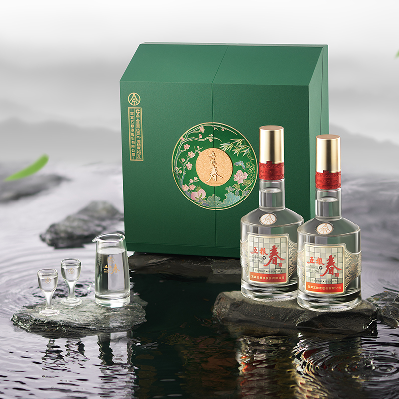 [新品上新]五粮浓香 五粮春菁萃52度500ml*2双瓶礼盒送礼佳品