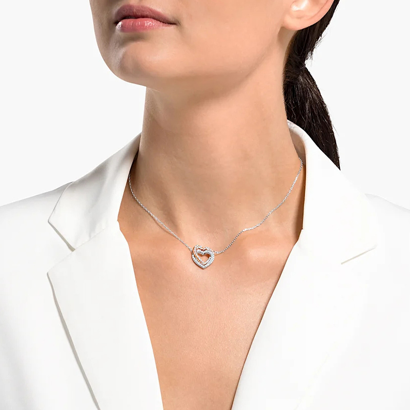 Swarovski 施华洛世奇官 INFINITY心心相印人造仿水晶项链女锁骨链吊坠5518868 礼物女轻奢饰品