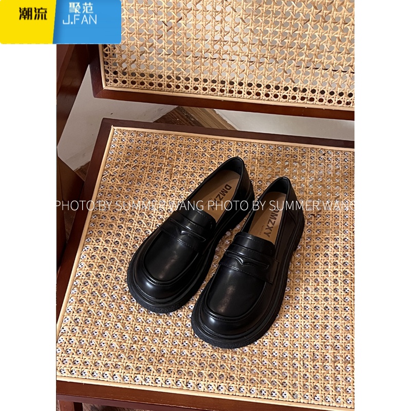 聚范王夏天 软底一脚蹬通勤小皮鞋女2024新款休闲圆头复古平底乐福鞋