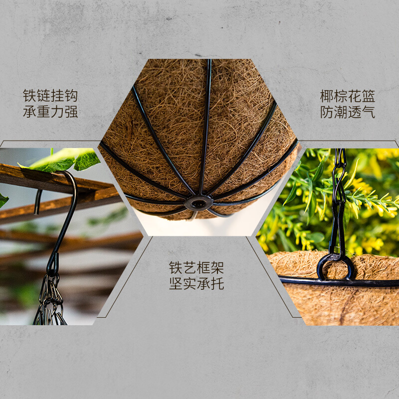 复古田园创意家居阳台奶茶店铁艺壁饰墙壁装饰品壁挂花篮店铺挂件