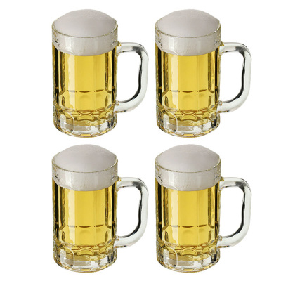 scybe喜碧 穆罗玻璃啤酒杯4件套果汁杯牛奶杯玻璃杯洋酒杯把手杯410ml