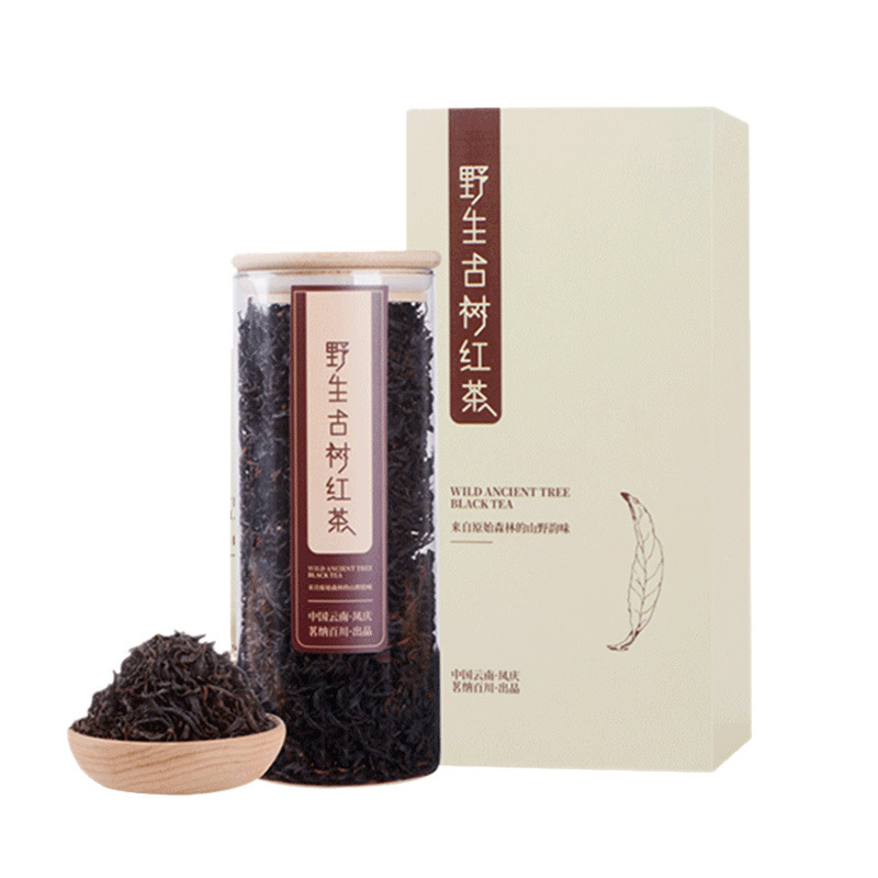 茗茶 2022新茶 茗纳百川头春 茶叶云南凤庆滇红茶特级 野生古树红茶120克玻璃罐装