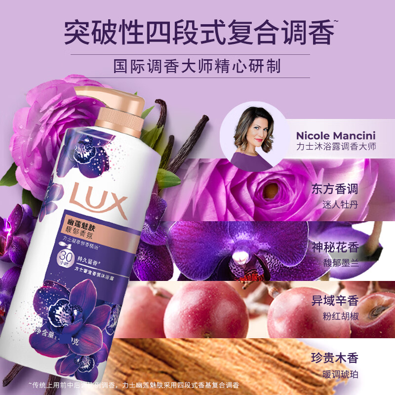 力士沐浴露沐浴乳依兰花香沐浴液男女士通沐浴用洗澡伴侣-幽莲魅肤900g高清大图