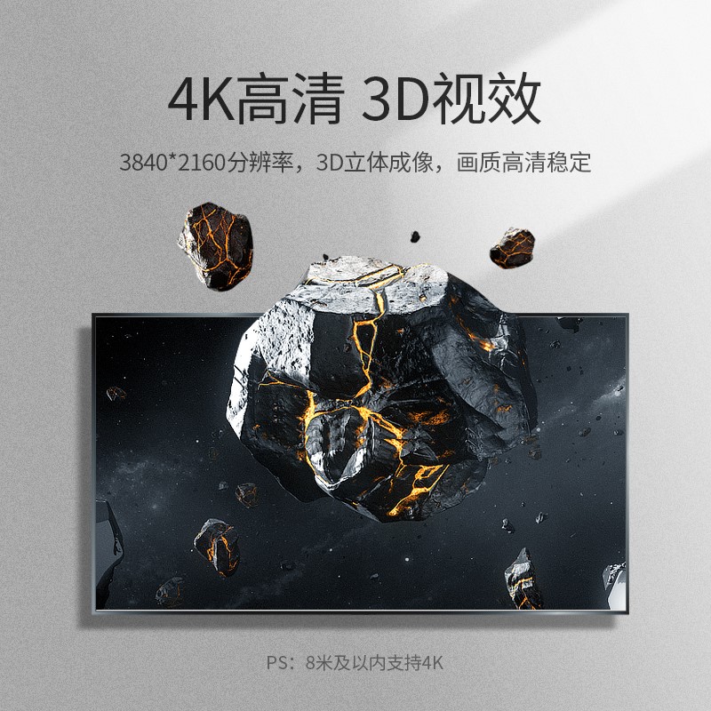 绿联10107 HDMI线2.0版 4K高清数字转换线 3D视频线 显示器投影仪连接线高清大图