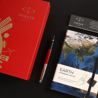 派克PARKER签字笔礼盒乔特复古红白夹宝珠笔+AR笔记本礼盒学生商务办公用品日常书写书法练字支持企业采购 免费刻字定制