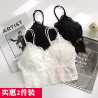 内衣蕾丝文胸背心打底带裹胸抹胸短款带胸垫白+白(两件)均