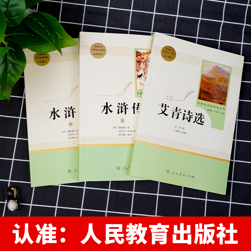 艾青诗选 [正版]艾青诗选水浒传原著完整版人民教育出版社 九年级bi读名著 初三语文课外阅读世界四大名著书籍 水浒传艾青高清大图