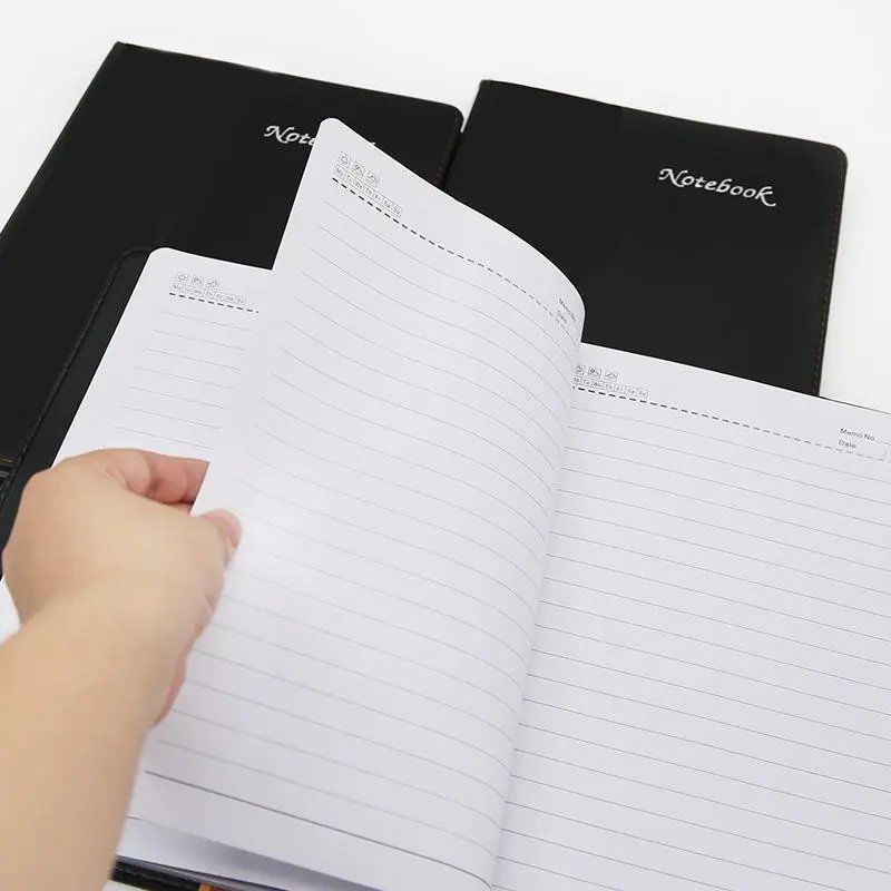 加大号超厚笔记本子黑皮记事本16开黑色皮面本简约加厚硬皮超大日大号