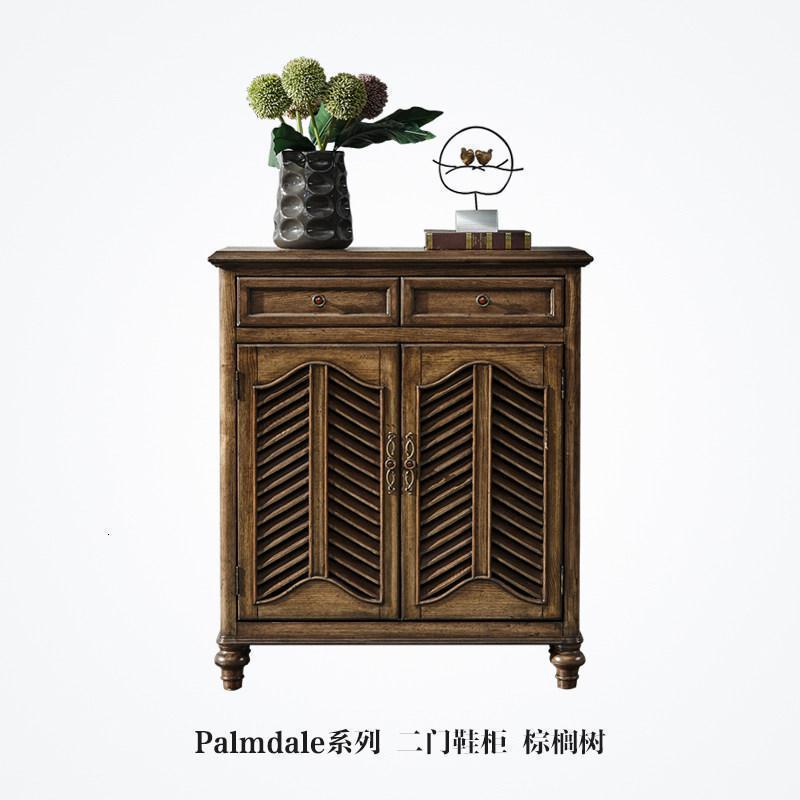森美人M美式百叶鞋柜玄关柜美式乡村复古储物收纳厅柜鞋柜实木高清大图