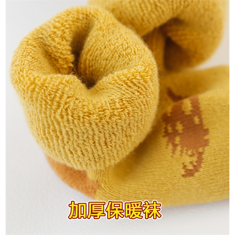 婴儿袜子秋冬加厚毛圈保暖高筒袜智扣初生新生儿松口防滑宝宝地板袜冬