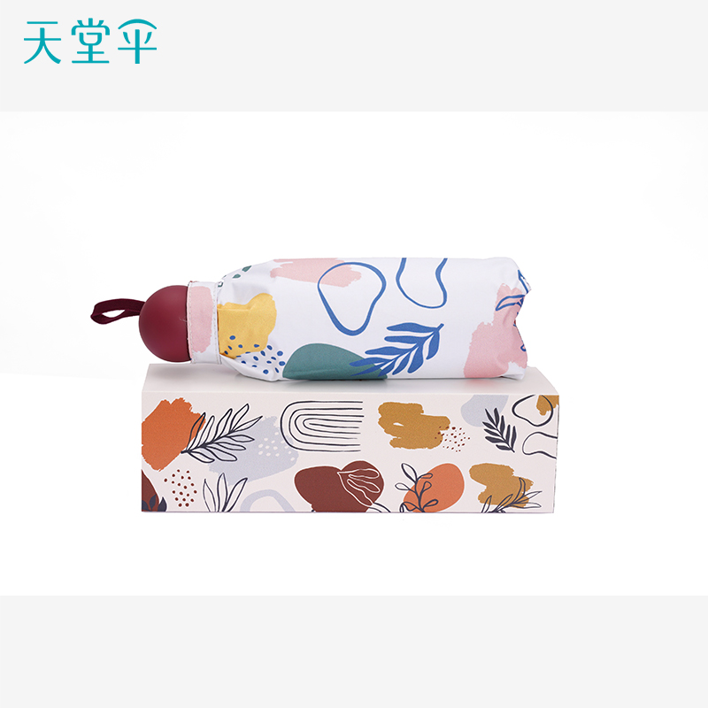天堂伞 五折伞53cm*6骨全遮光黑胶光影迷你晴雨伞太阳伞遮阳伞礼品伞1283高清大图