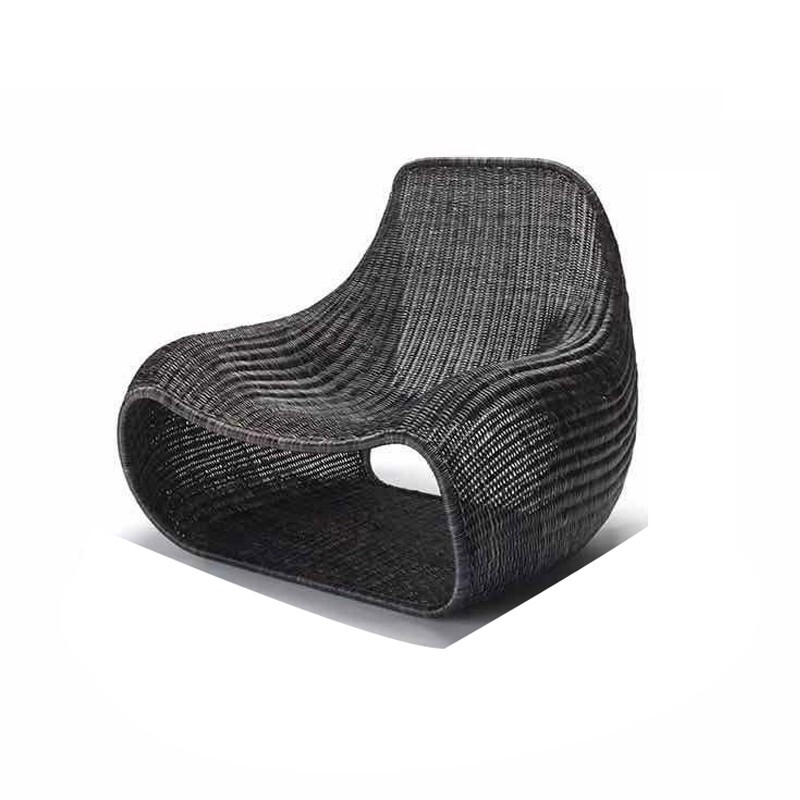 质凡 民宿创意设计师户外室内藤椅家具北欧简约东南亚藤沙发酒店样板房休闲椅 品禅[黑色]高清大图