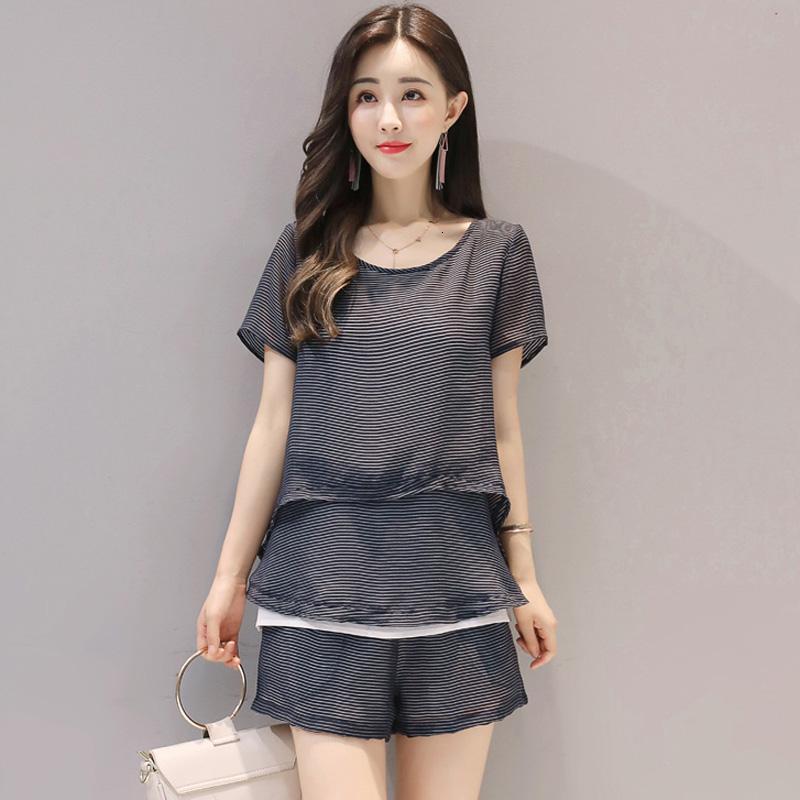 女士夏天新品精神洋气时髦短装两件套潮宽松显瘦遮肉短裤套装女