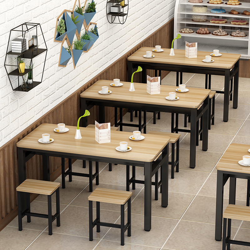 寻木匠餐桌椅组合小吃店餐馆快餐餐厅商用早餐店长方形饭馆餐饮桌子