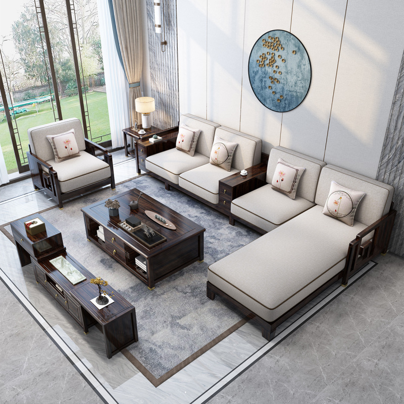 月影梳桐新中式实木沙发现代简约禅意新中式家具黑檀轻奢沙发报价_参