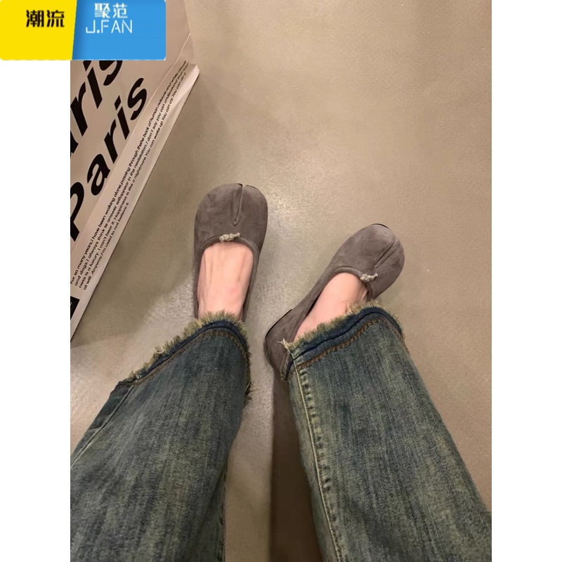 聚范平底鞋子女2024年新款法式晚风分趾鞋蹄浅口单鞋猪蹄瓢鞋高清大图