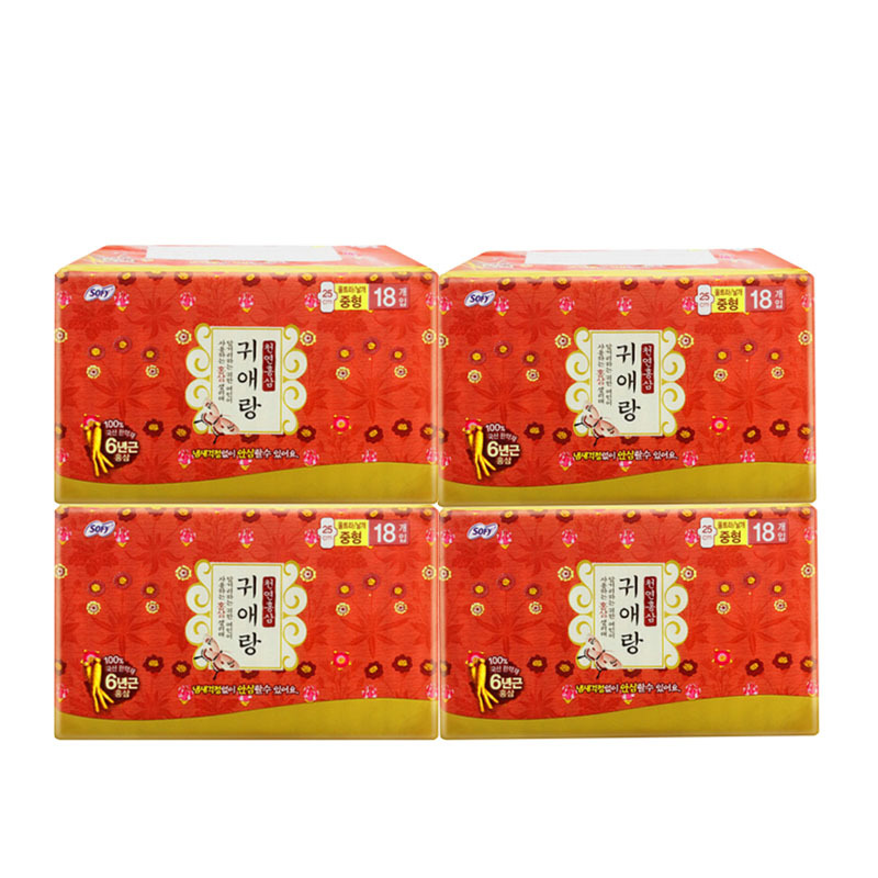 贵爱娘(贵艾朗)中草药红参升级款棉柔日用卫生巾250mm18片*4包 72片组合装