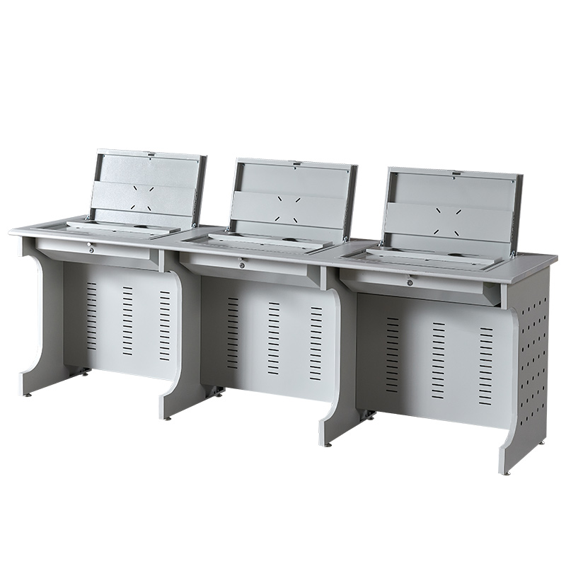 臻远 ZY-FZZC-12 翻转桌显示器隐藏式培训桌 004灰白色 2300*600*750高清大图