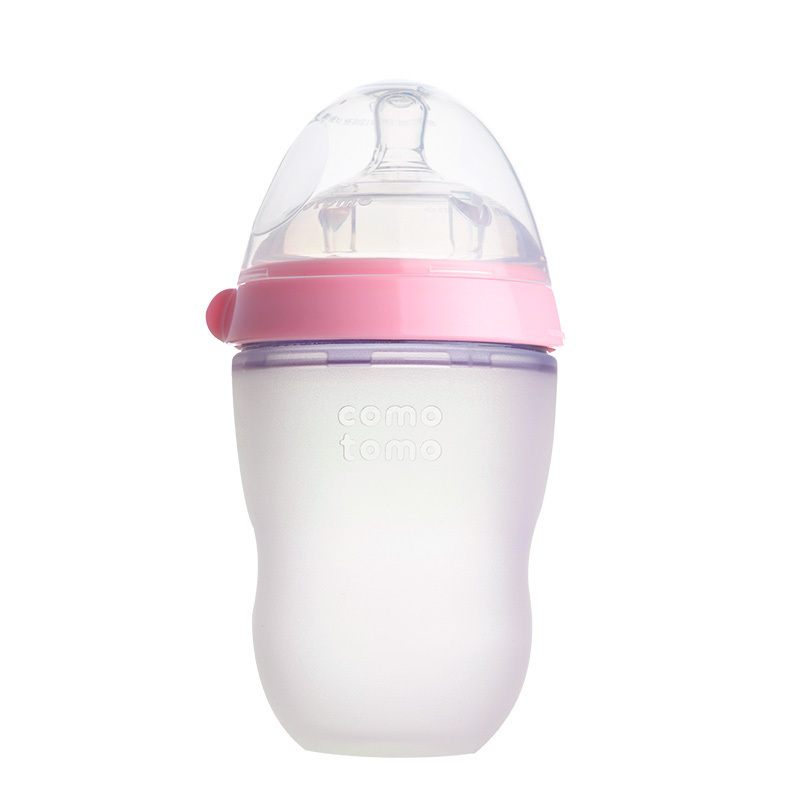 韩国原装进口 comotomo可么多么母婴幼儿童硅胶奶瓶瓶身全硅胶 250ml 粉色自带3滴奶嘴