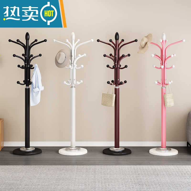 敬平大理石衣帽架落地卧室挂衣架房间立式衣服架子简约现代家用晾衣架 粉色(30厘米理石底盘)高清大图