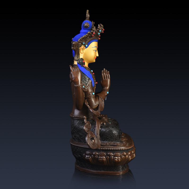 家柏饰(CORATED)四臂观音佛像 铜四臂观音摆件密宗菩萨尼泊尔工艺画脸高清大图