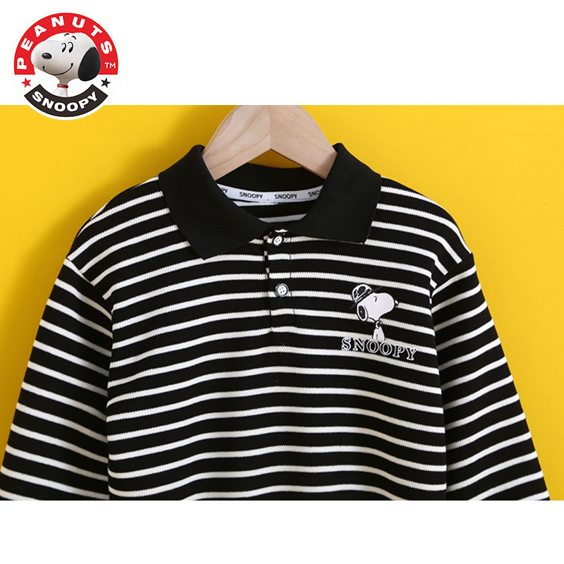 史努比(SNOOPY)儿童休闲印花卫衣春款翻领童装洋气男女童宝宝条纹卡通衣服潮AG022