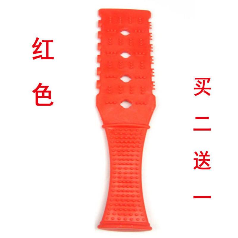 硅胶经络拍穴位按摩拍痧板健康拍敲打拍背器带手掌拍拍打板保健拍 红色四孔拍(拍二送一)