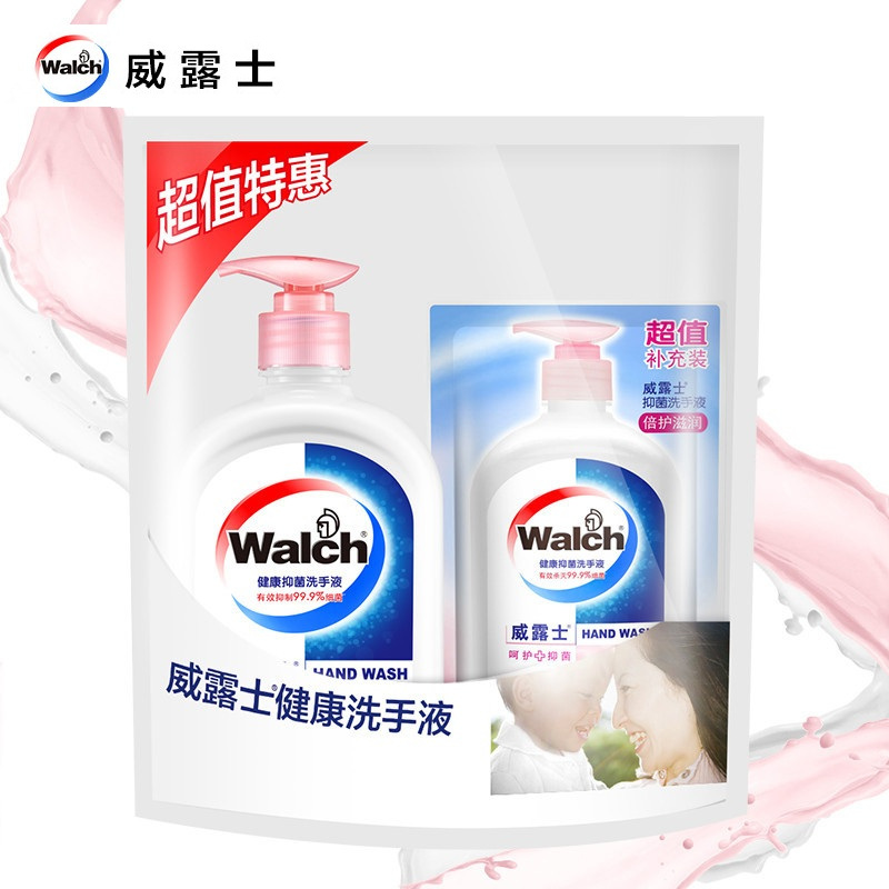 威露士(Walch) 健康抑菌 倍护滋润 洗手液 525ml+袋装250ml (单位:袋)